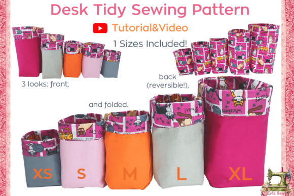 Desk Tidy - L SIZE - Sewing Pattern PDF