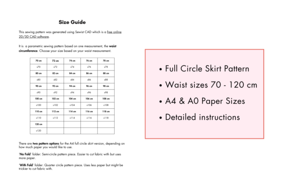 Full Circle Skirt Sewing Pattern