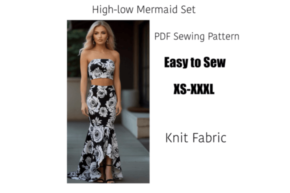 High Low Mermaid Skirt Set Sewing Pattern
