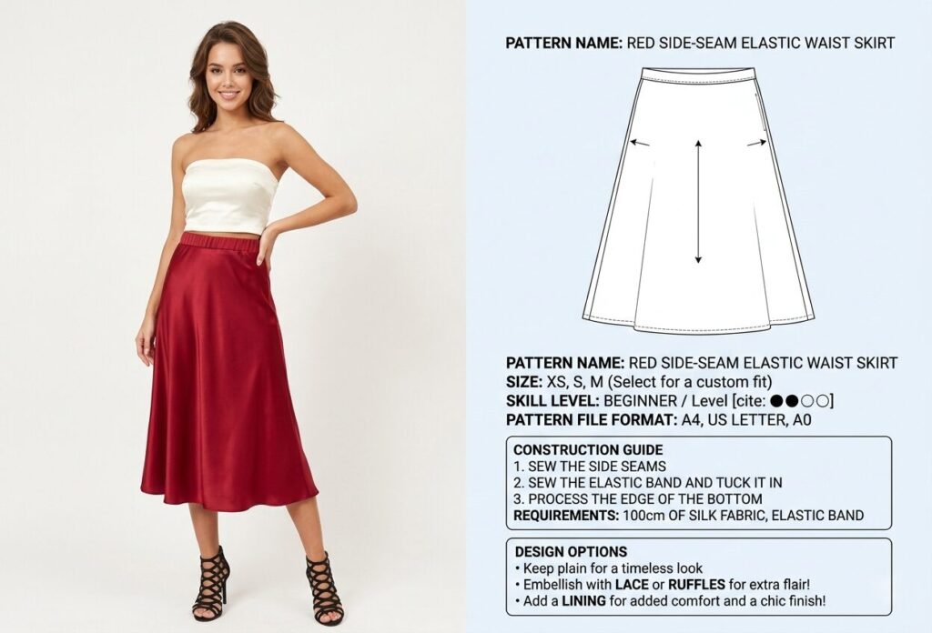 MANDY DIY Midi Skirt Sewing Pattern | XS