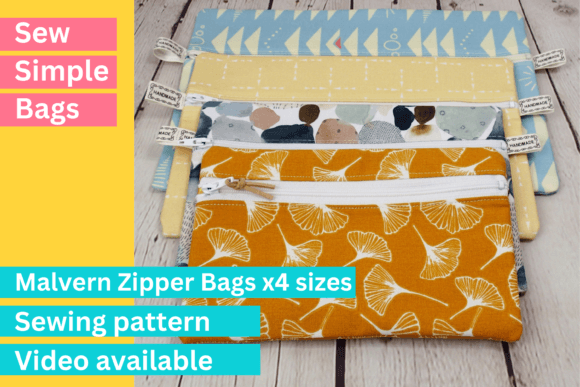 Malvern Zipper Bags X 4 Sizes Sewing Pattern