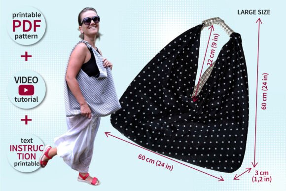 Origami Bag Sewing Pattern - Hobo Bag Tote Bag