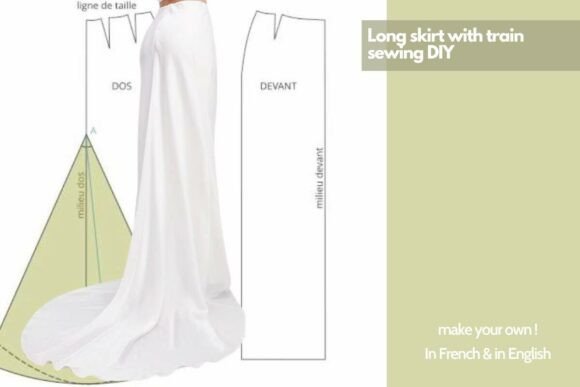 Long Skirt with Train Sewing Pattern