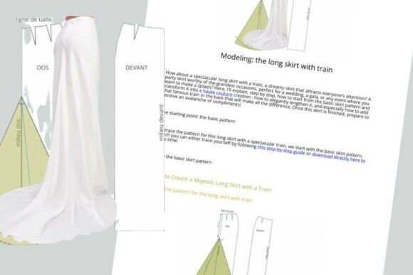 Long Skirt with Train Sewing Pattern