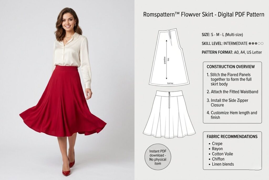Romspattern™ Flowver Skirt Sewing Pattern