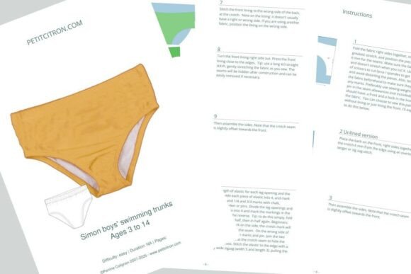 The Kids' Swim Brief Sewing Pattern (3 to 14 years)