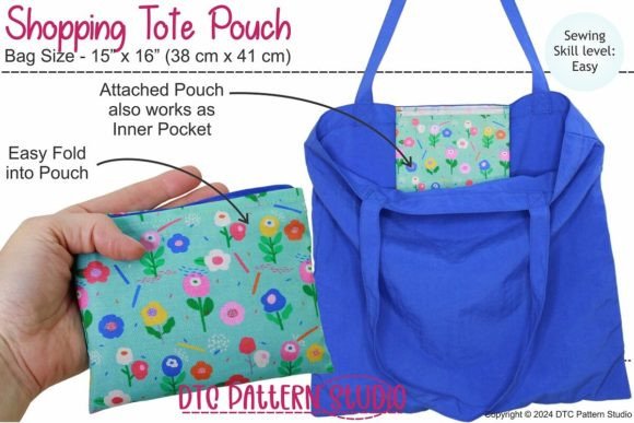 Shopping Tote Bag Pouch Sewing Pattern