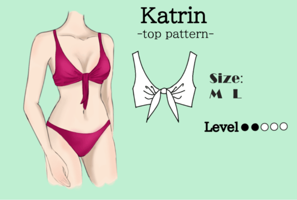 The Front Tie Bikini Top Sewing Pattern (M & L)