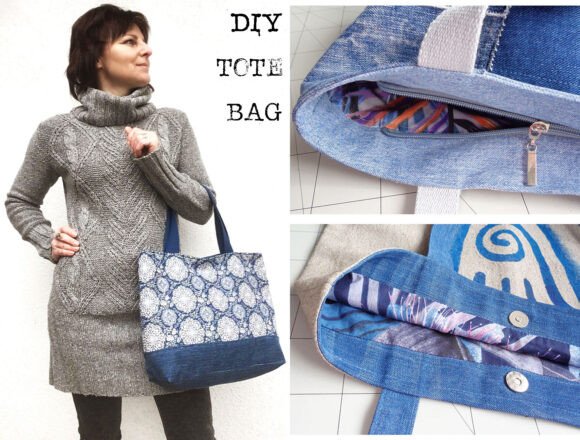 Tote Bag with Closure Sewing Pattern