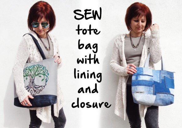 Tote Bag with Closure Sewing Pattern