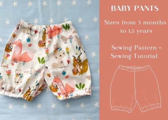 Baby pants sewing pattern beginner with elastic waistband
