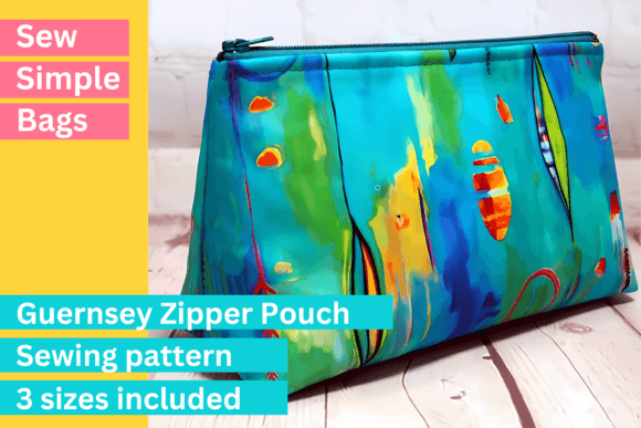 Guernsey zipper pouch sewing pattern three sizes beginner