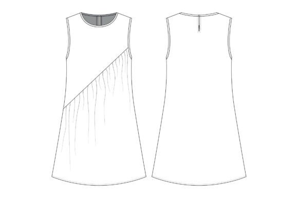 DriftEase shift dress sewing pattern sleeveless A-line with asymmetric diagonal panel