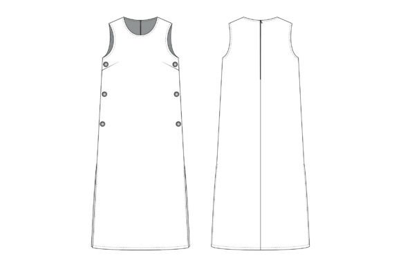 SideSnap Ease Dress sewing pattern minimalist A-line with asymmetric snap buttons