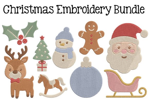 Christmas embroidery bundle with multiple festive holiday designs