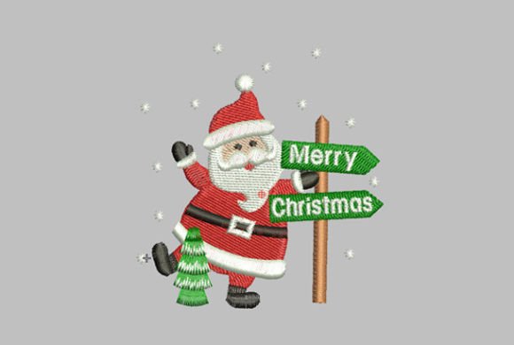 Santa Claus with sign Christmas machine embroidery design