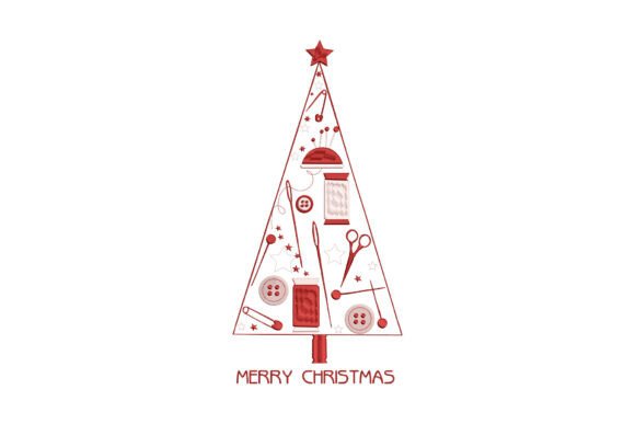 Sewing Christmas tree embroidery design for quilting and festive projects